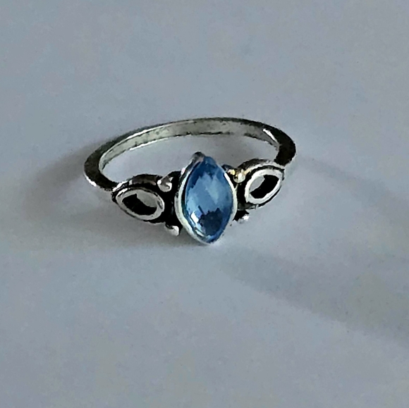 BLUE TOURMALINE NEW  SIZE 6 TITANIUM FOREVER WEAR SILVER RING - Picture 2 of 4